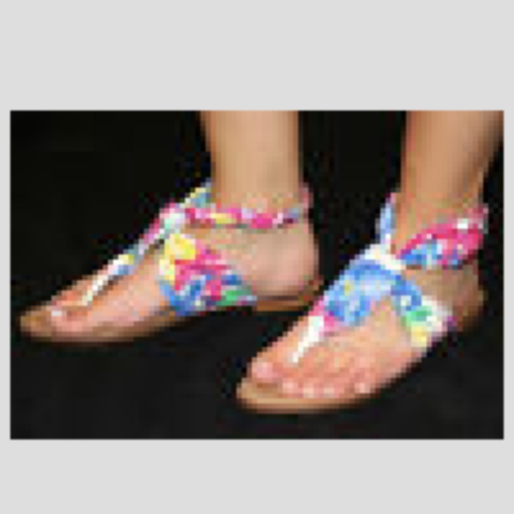 NWT Boho Candela Thong flat MULTICOLOR FLORAL hippie TROPICAL flower SANDAL 7 - Picture 3 of 11